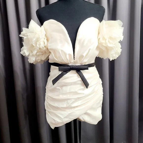 house of cb ivory mini dress Clothing : Mini Dresses : 'Florianne' Ivory Bow Mini Dress